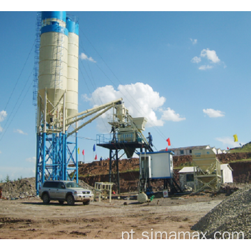 Planta de concreto portátil HZS50 com silo de cimento